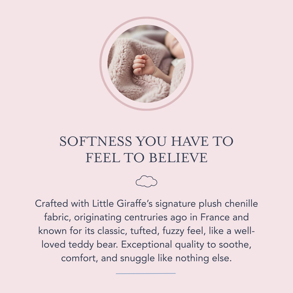 Little Giraffe Chenille Baby Blanket – 29x35” Soft Chenille with Satin Trim, Dusty Pink | Ultra-Soft, Gentle & Safe, Lightweight & Breathable for Newborns & Toddlers