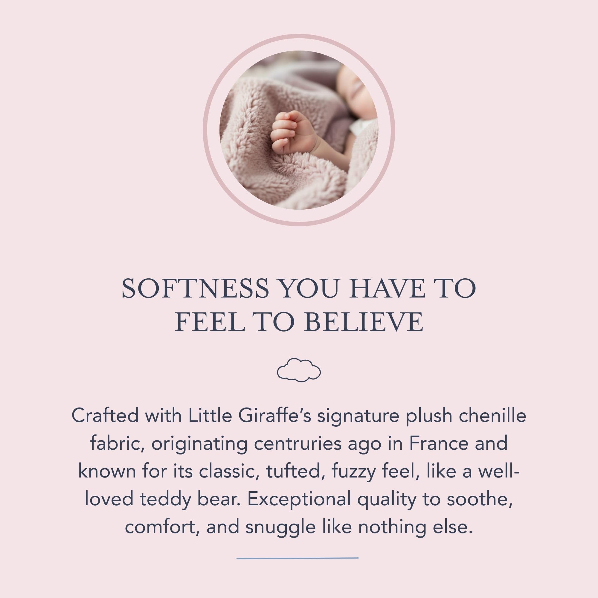 Little Giraffe Chenille Baby Blanket – 29x35” Soft Chenille with Satin Trim, Dusty Pink | Ultra-Soft, Gentle & Safe, Lightweight & Breathable for Newborns & Toddlers