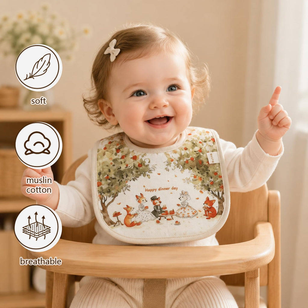 DOSMINE Organic Cotton Muslin Baby Bibs 10 Pack Waterproof Backing