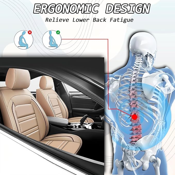 Seat Covers for Ford Maverick 2022-2025 | 5-Seats Leather Seat Covers, Easy to Install Automotive Seat Covers Full Set (Full Set, Beige)