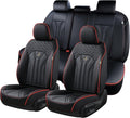 FLORICH Leather Seat Covers Full Set Car Seat Protectors 5 Seats Automotive Seat Covers Universal Fit for Most Cars Trucks SUV-Black&Red Line