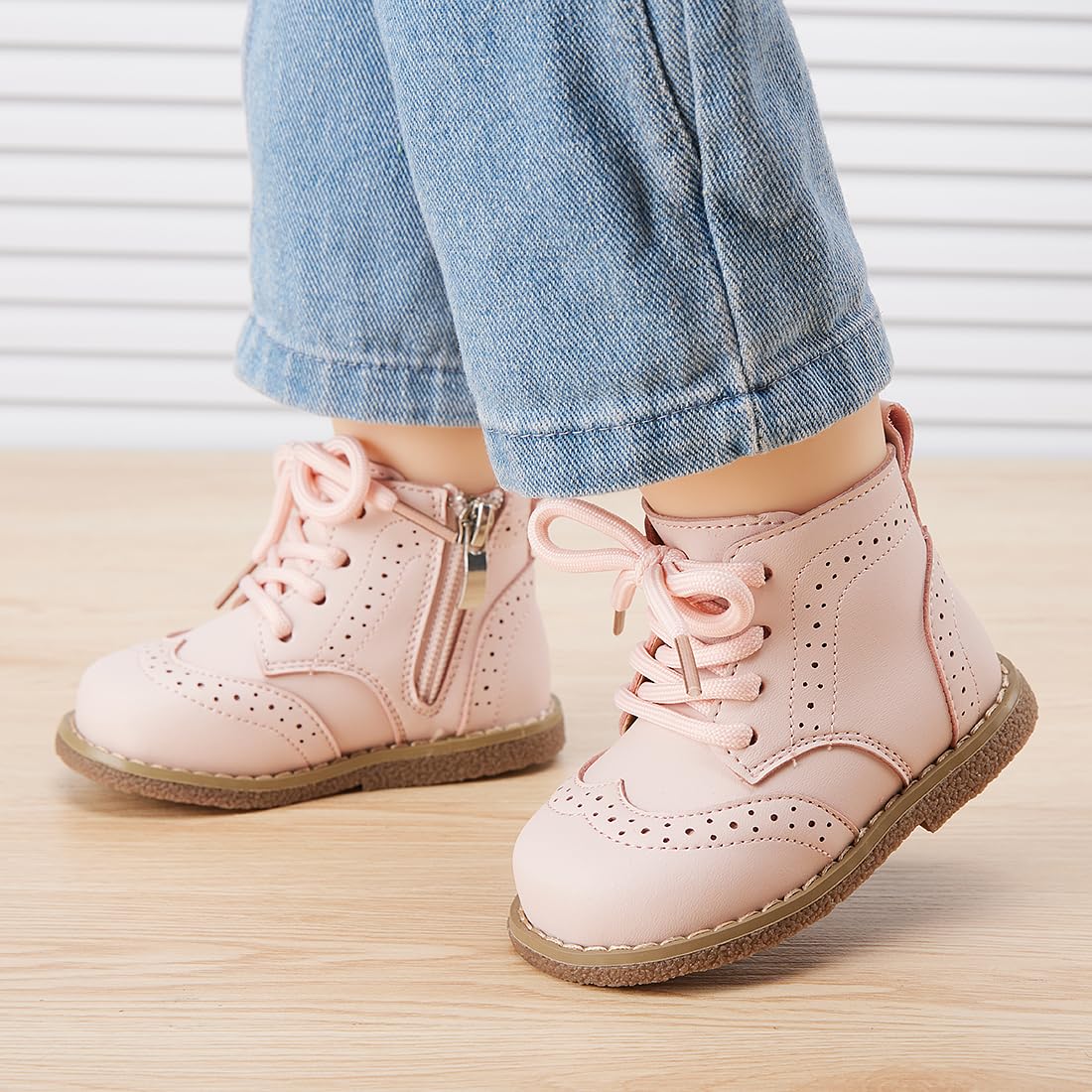 BMCiTYBM Baby Boys Girls Boots Infant Oxford Shoes First Walking Booties for All Seasons for 6 9 12 15 18 24 Months Pink Size 6-12 Months Infant