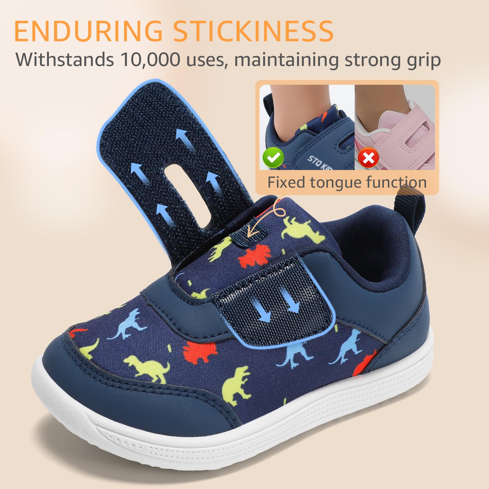 Toddler Shoes Boys Wide Toe Box Barefoot Baby Walking Sneakers Navy Size 7