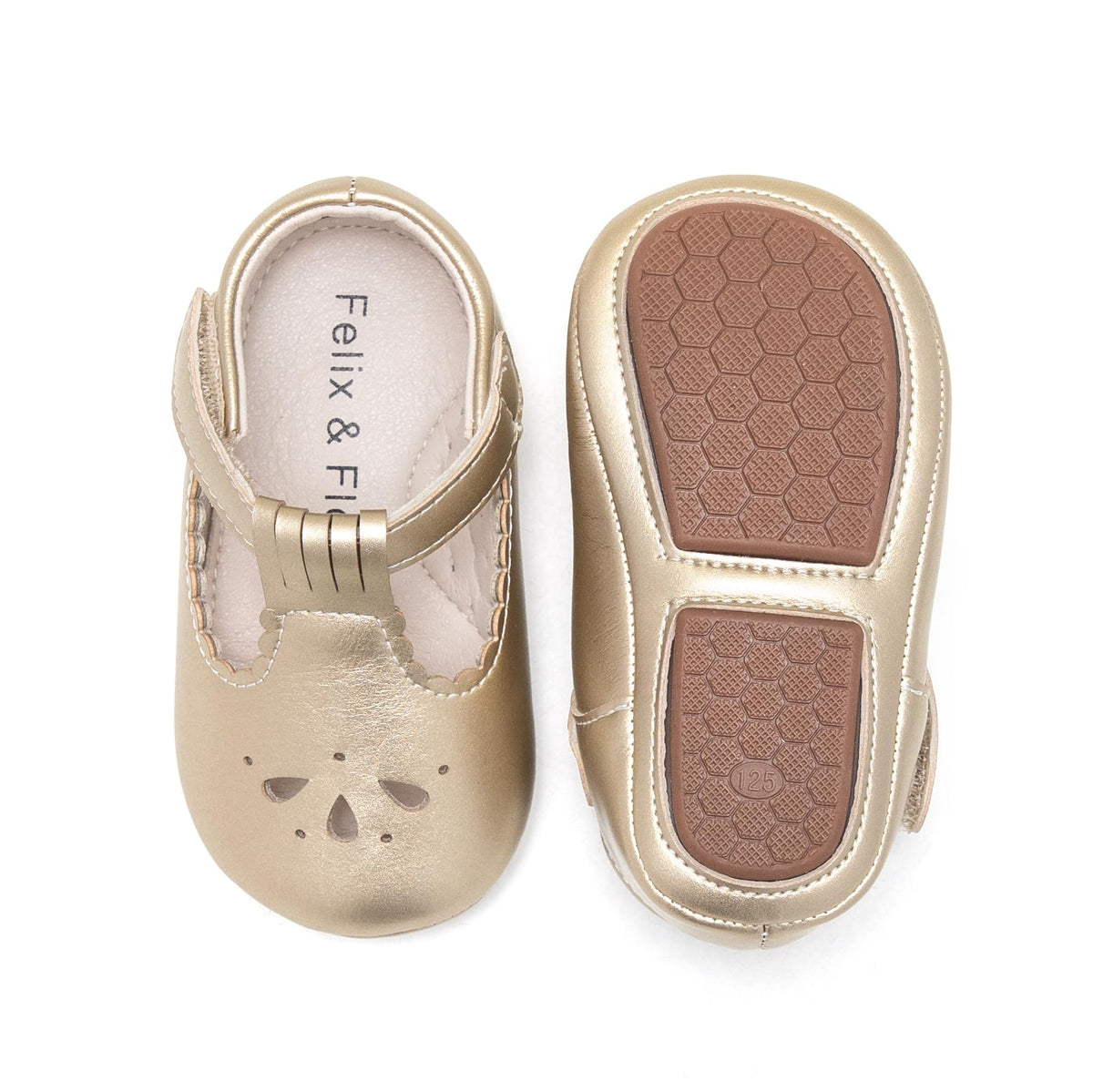 Felix & Flora Soft Sole White Baby Walking Shoes - Infant Moccasins Rubber Sole Crib Ballet Flats(White,9-12Months)