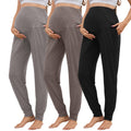 Tjukufpa 3 Pack Women's Maternity Sweatpants Over The Belly Pregnancy Jogger Pants Stretchy Maternity Pants with Pockets