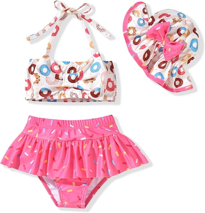 Aalizzwell Baby Girl 2-Piece Bikini Swimsuit with Hat