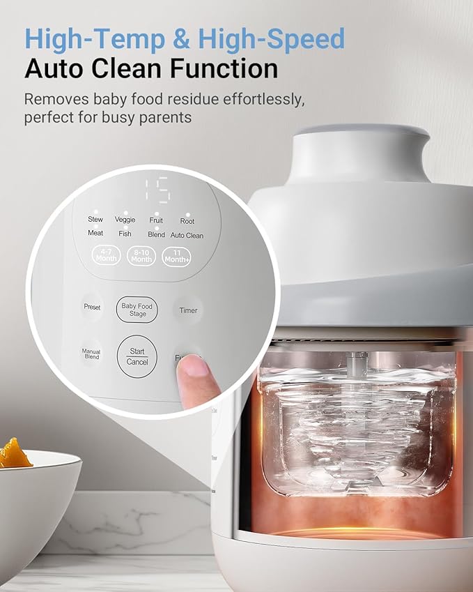 Bear NutriEase AllStage Stainless Steel Baby Food Maker Steamer and Blender, OneStep Baby Food Processor Puree Maker Grinder Mills, Auto Cooking&Grinding for Healthy Homemade Baby Food, BPA-Free