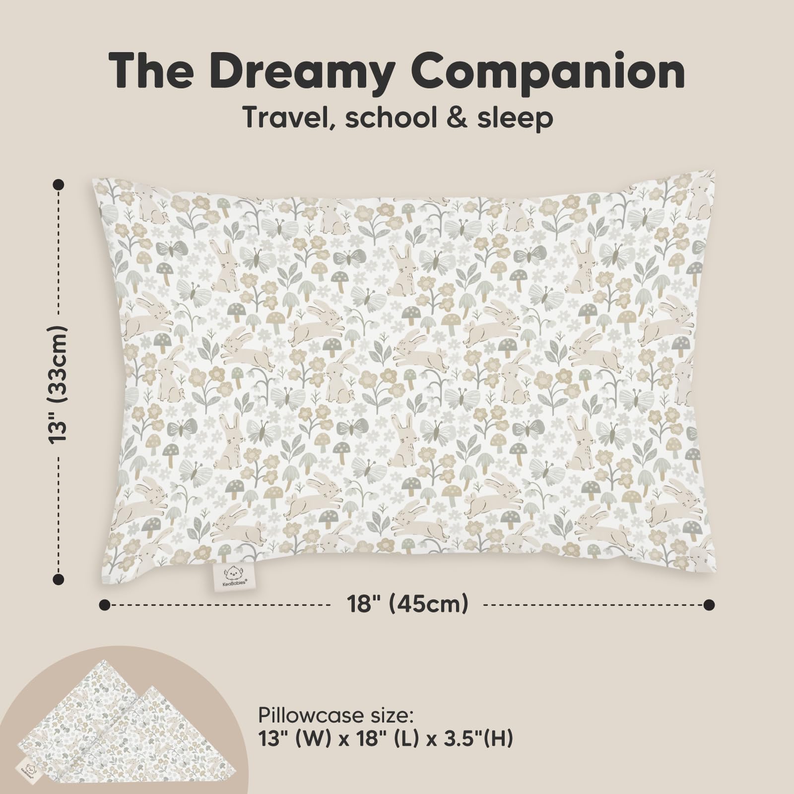 Toddler Pillow with Pillowcase, 13x18 My Little Dreamy Pillow (Prairie)