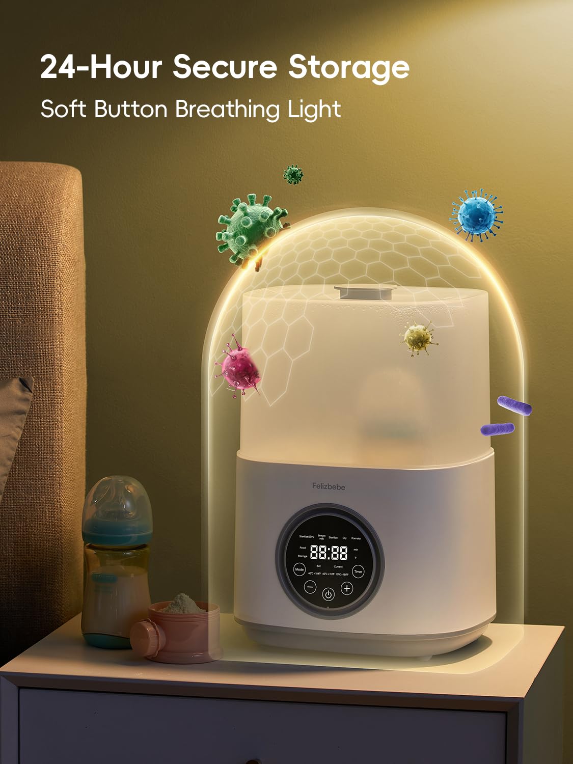 Feilizbebe Electric Steam Baby Bottle Sterilizer and Dryer and Warmer, Bottle Storage Sterile / Bottle Warmer / Heating Food Large Capacity Multifunctional All in One,Touch Screen & Auto-Shut