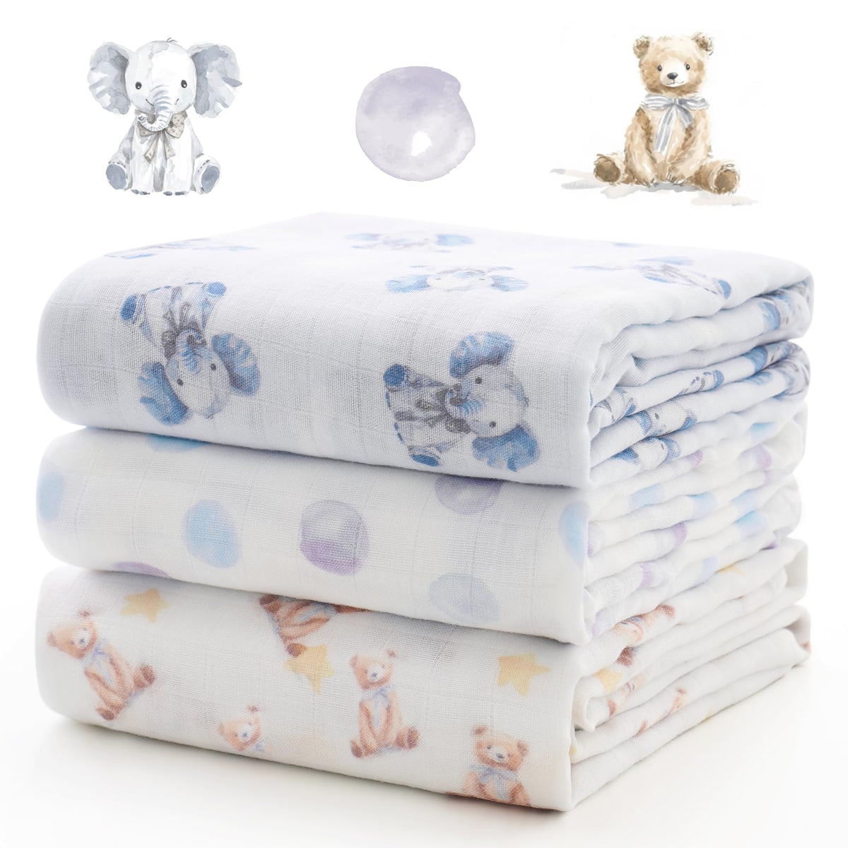 Momcozy Muslin Swaddle Blankets, 4-Pack, Large 47"x47" Little Homestead