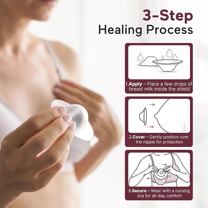 Momcozy 999 Silver Nursing Cups, Hole-Free Design, 999 Silver Nipple Shields, Breastfeeding Essentials, Silver Nipple Shields for Breastfeeding Newborns, Metal Nipple Shields, XL Size
