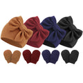 BQUBO Newborn Baby Hats Mittens Set Hospital Hat Beanie Infant Bow Hats Baby Cotton Gloves No Scratch Mittens for 0-6 Months