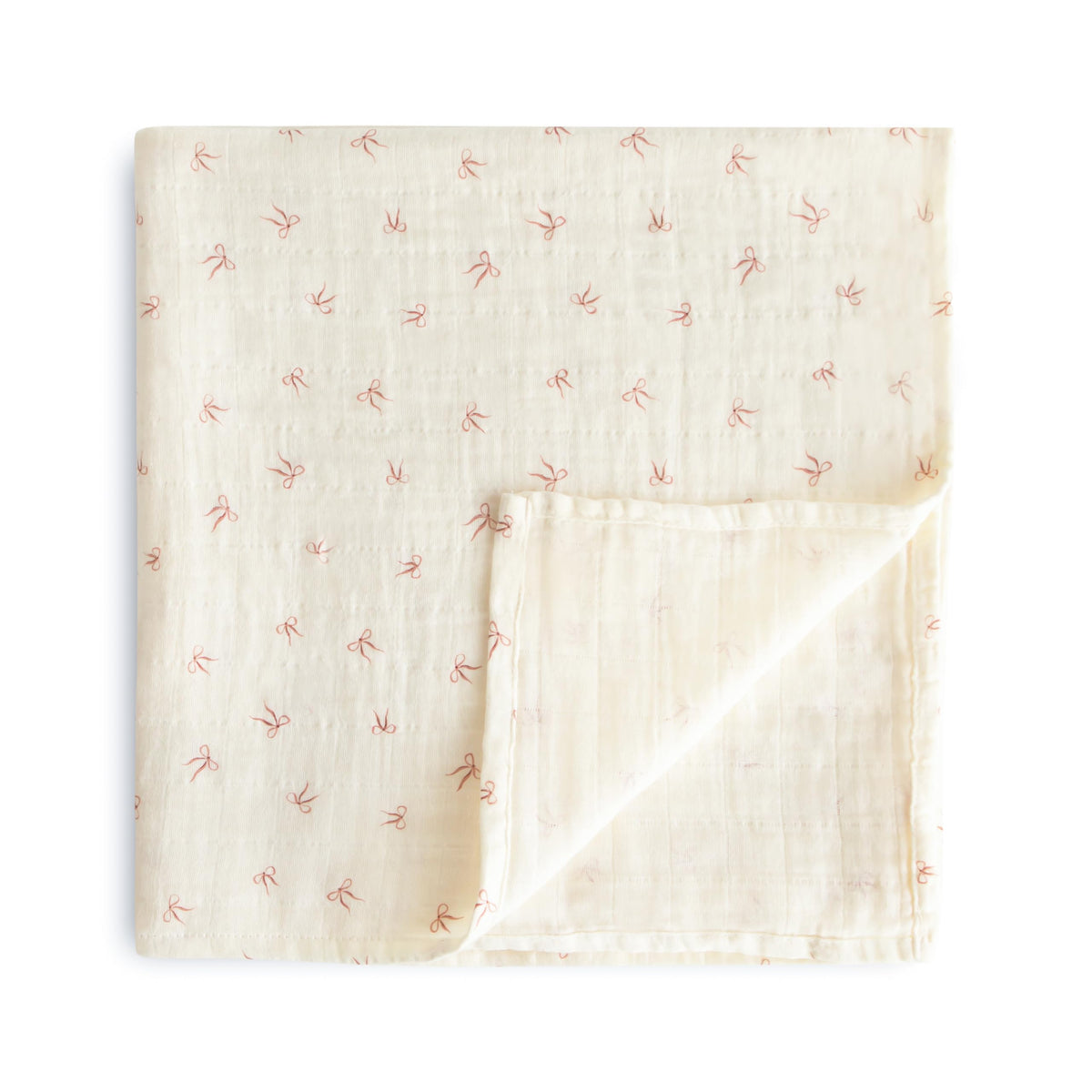 mushie Muslin Baby Swaddle Blanket | 100% Organic Cotton (Rose Vanilla)