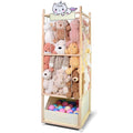 Stuffed Animal Storage with Tiny Toys Tray, Wood Stuffed Animal Zoo Storage with Brake Wheels, Space-Saving Plushie Playhouse for Nursery, Playroom, Kids Bedroom- Easy Assembly