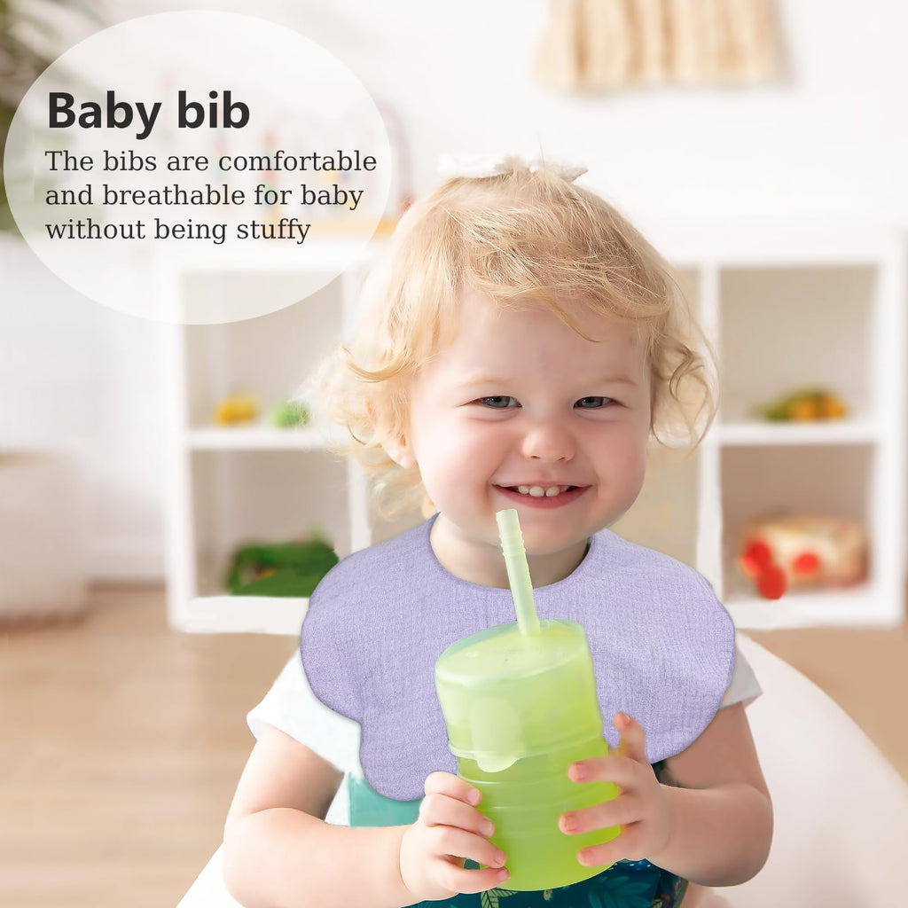 DOSMINEBaby Muslin Bibs 12 Pack Adjustable 4-Layer Drool Bibs Unisex