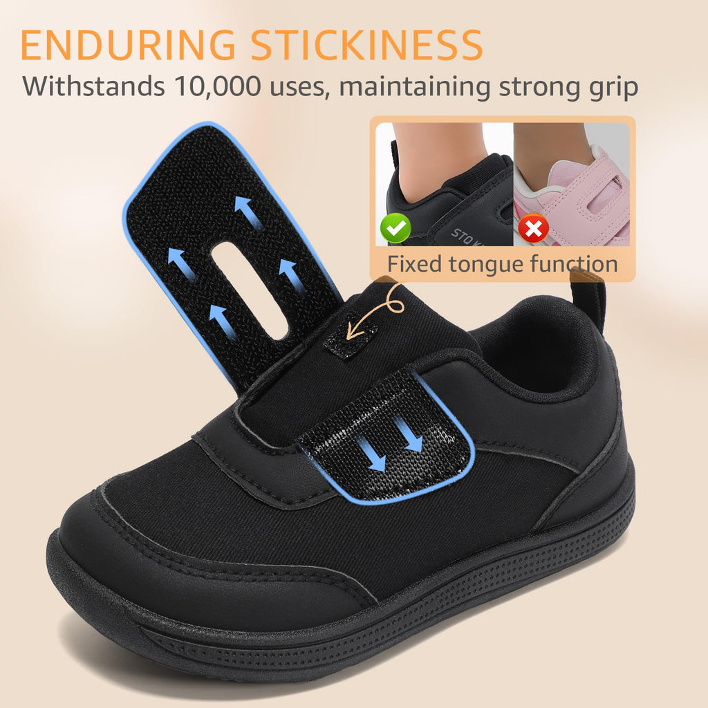 Toddler Shoes Boys Wide Toe Box Barefoot Sneakers Baby Walking Black Size 6