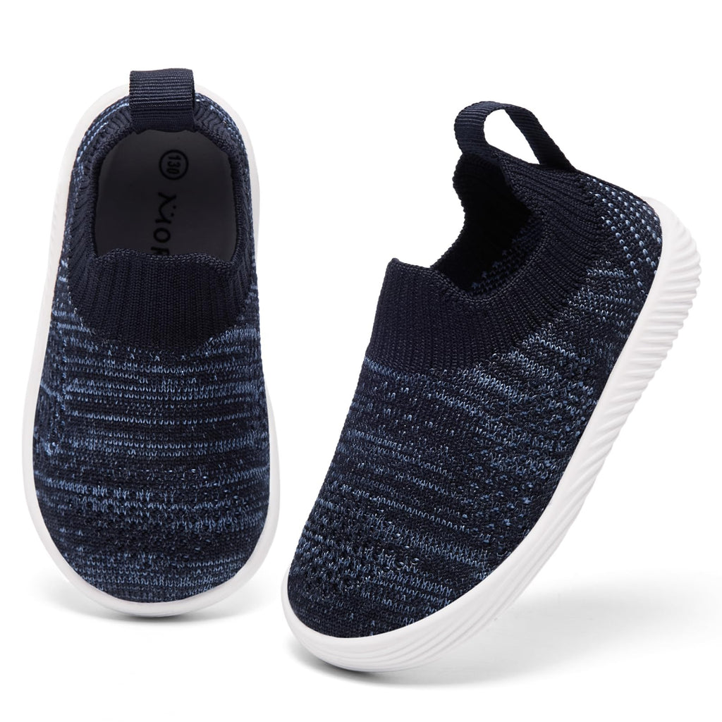 MORENDL Toddler Shoes Baby Walking Sock Shoes Non-Slip Breathable Boys & Girls Sneakers Infant Tennis Shoes Mix Navy 6-9Months