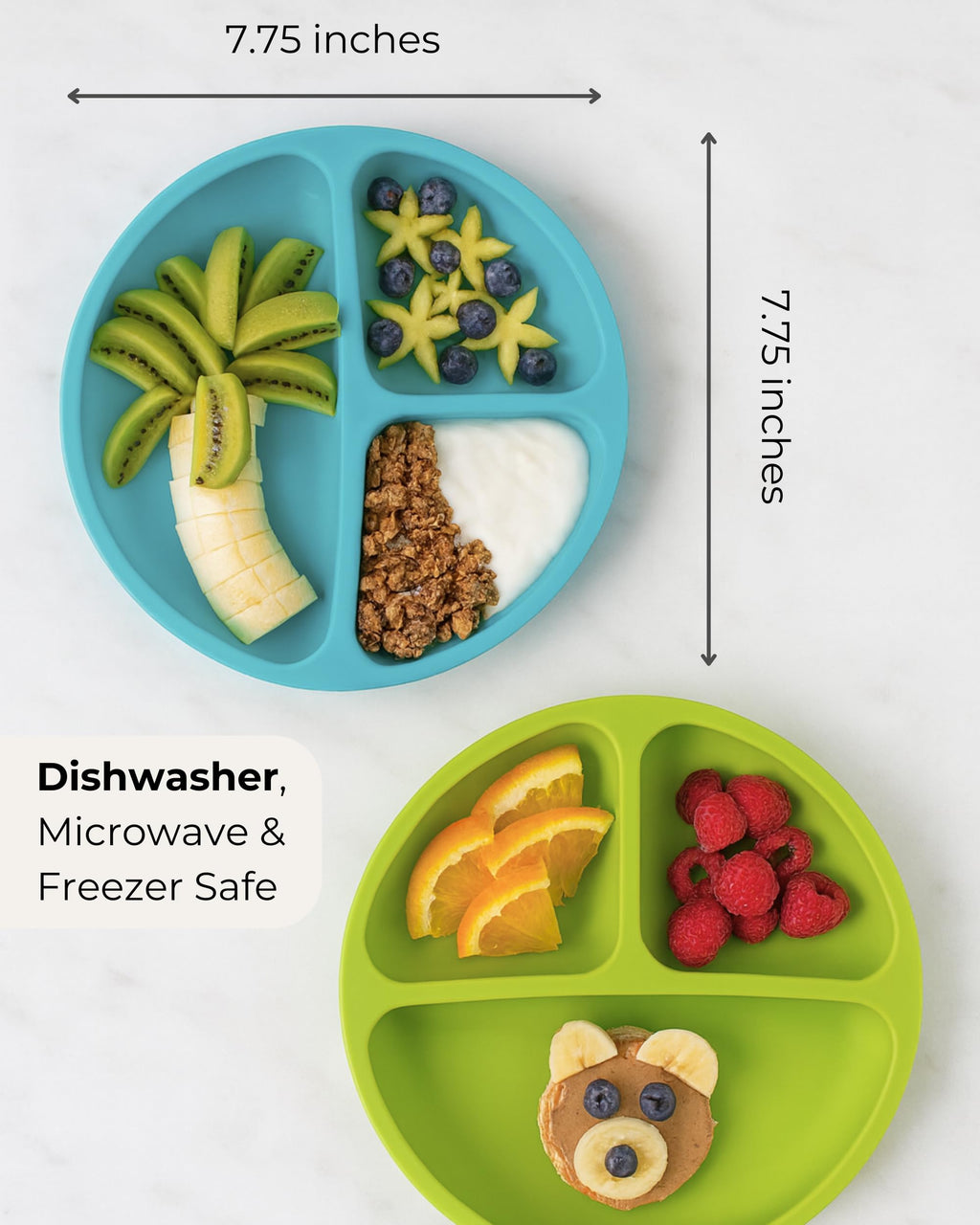 Hippypotamus Suction Plates with Lids for Babies & Toddlers - 100% Food-Grade Silicone - Microwave & Dishwasher Safe - Divided Dinnerware for Picky Eaters That Stays Put - Set of 3 (Pink)