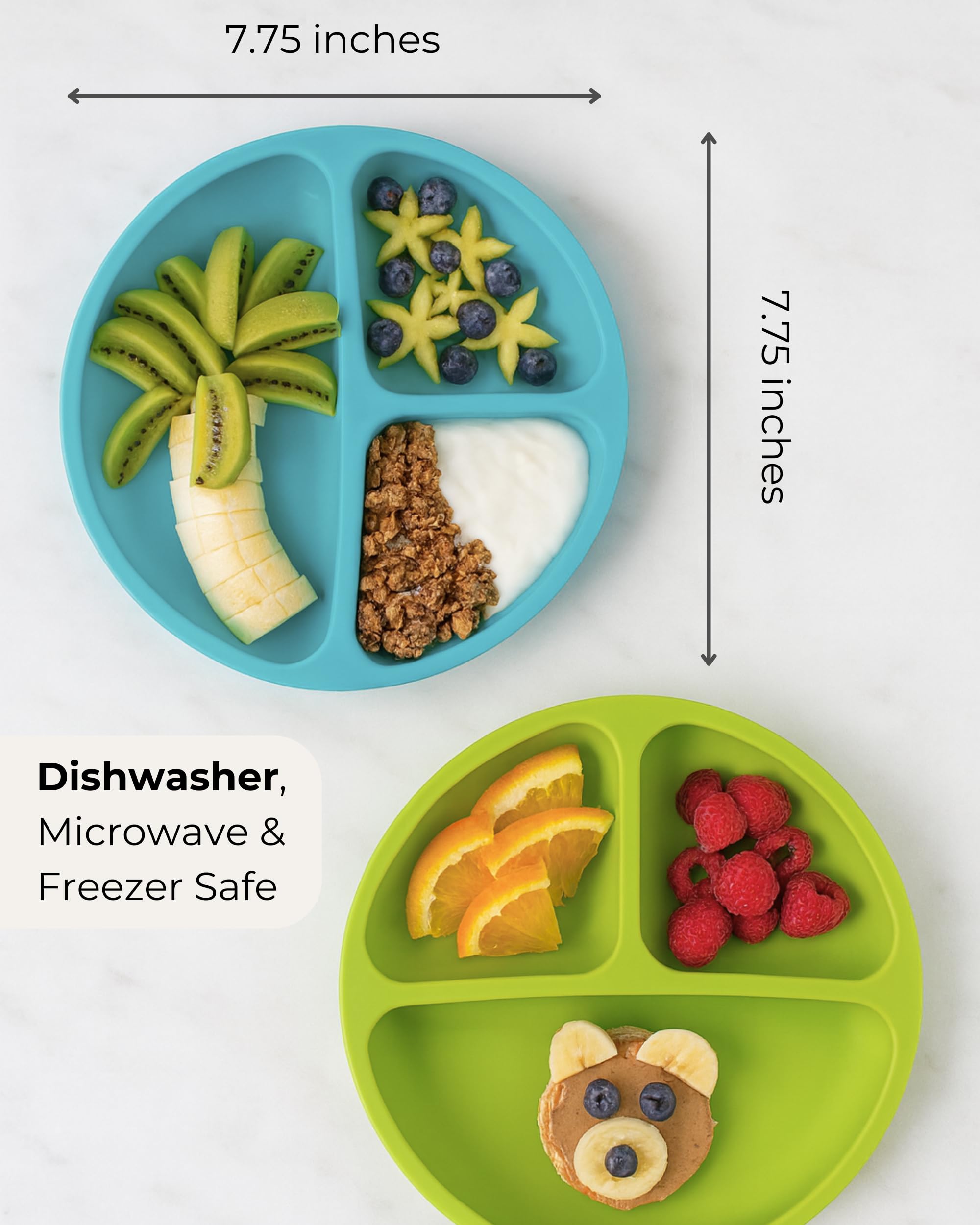 Hippypotamus Suction Plates with Lids for Babies & Toddlers - 100% Food-Grade Silicone - Microwave & Dishwasher Safe - Divided Dinnerware for Picky Eaters That Stays Put - Set of 3 (Pink)