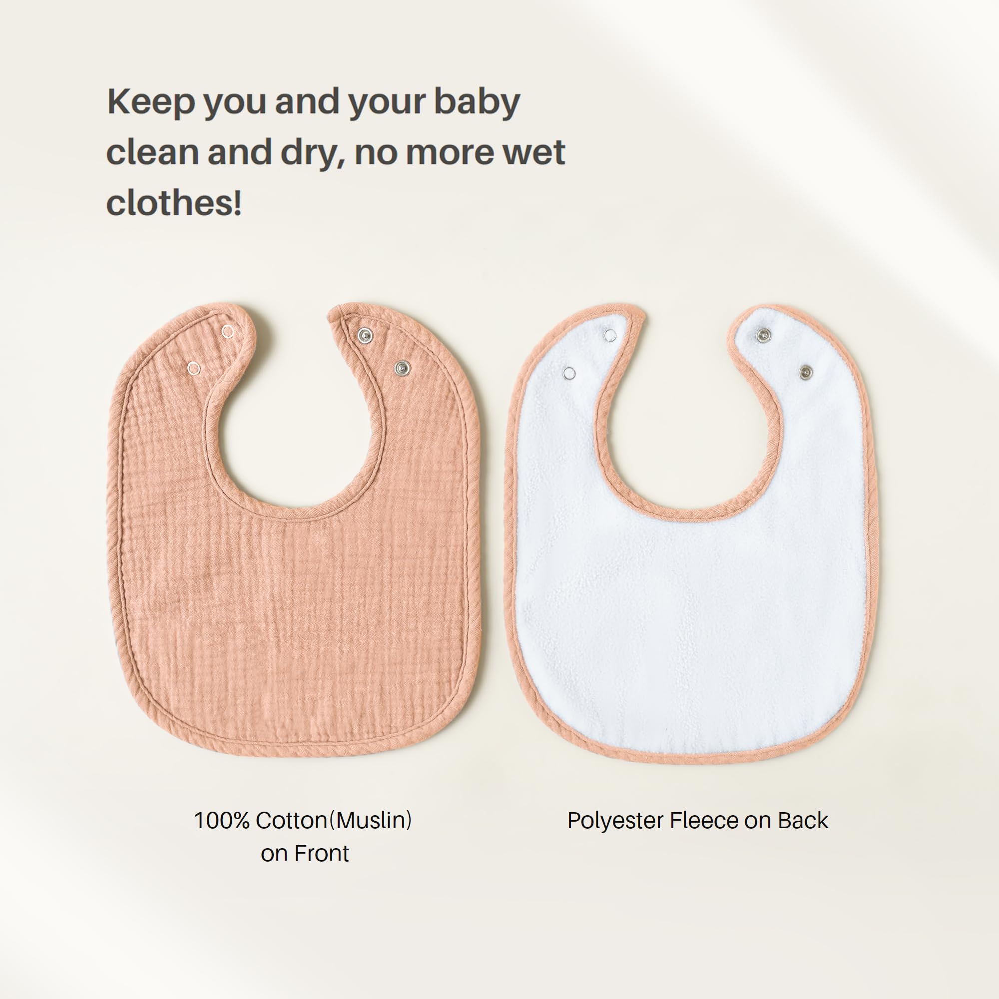 Konssy 6-Pack Muslin Cotton Baby Bibs for Drooling and Teething