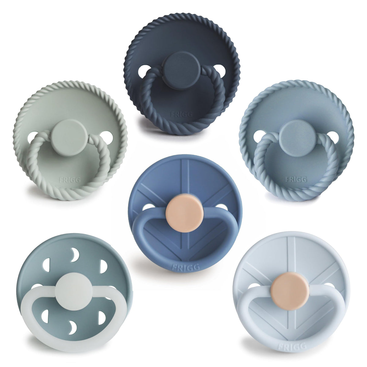 FRIGG SilkySoft Silicone Baby Pacifier 4-Pack Snowflake Dream | Made in Denmark | BPA-Free (0-6 Months)