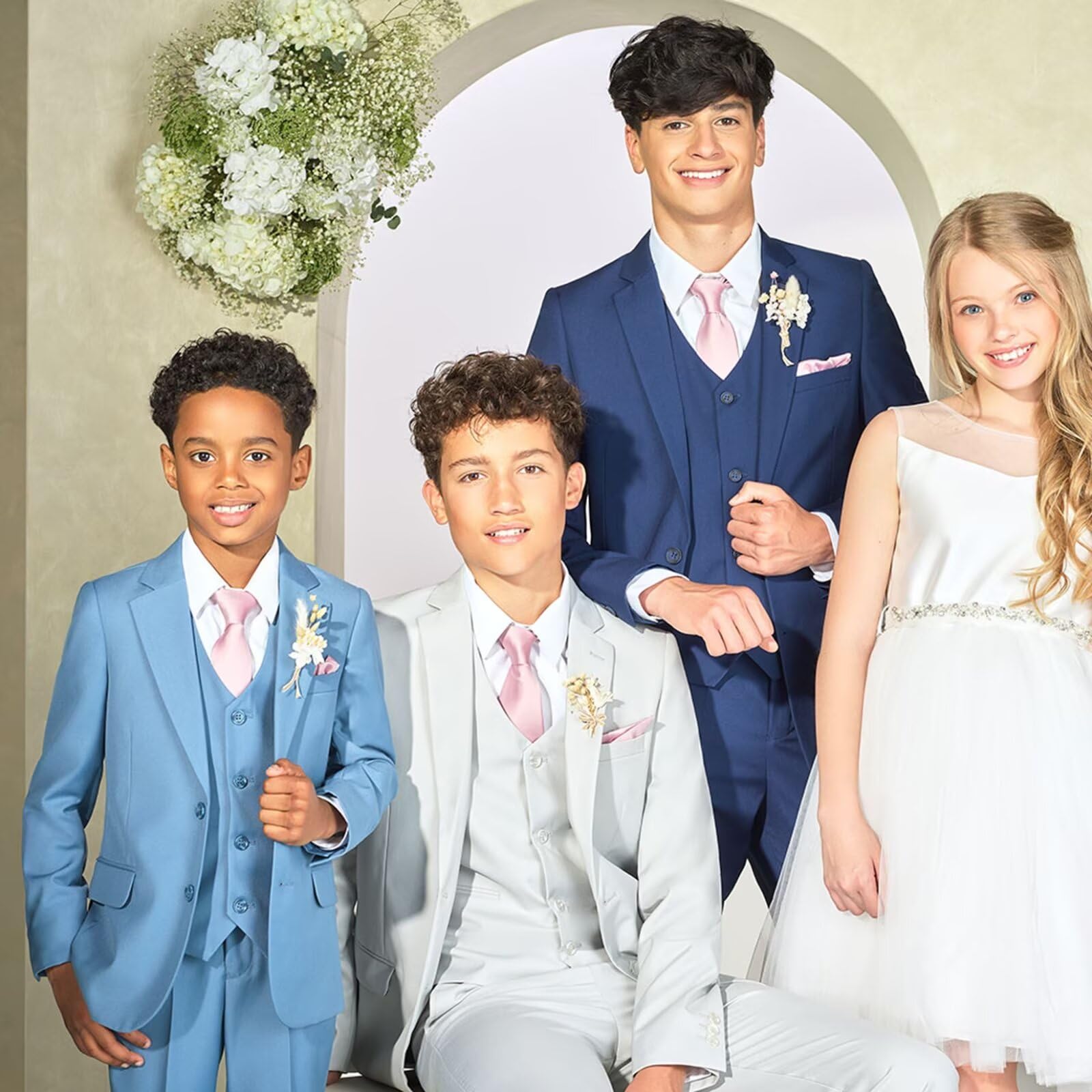 Brown Suits for Boys Dress Clothes Slim Fit Boy Suit Formal 3 Piece Set Wedding Tuxedo Ring Bearer Outfit Size 12