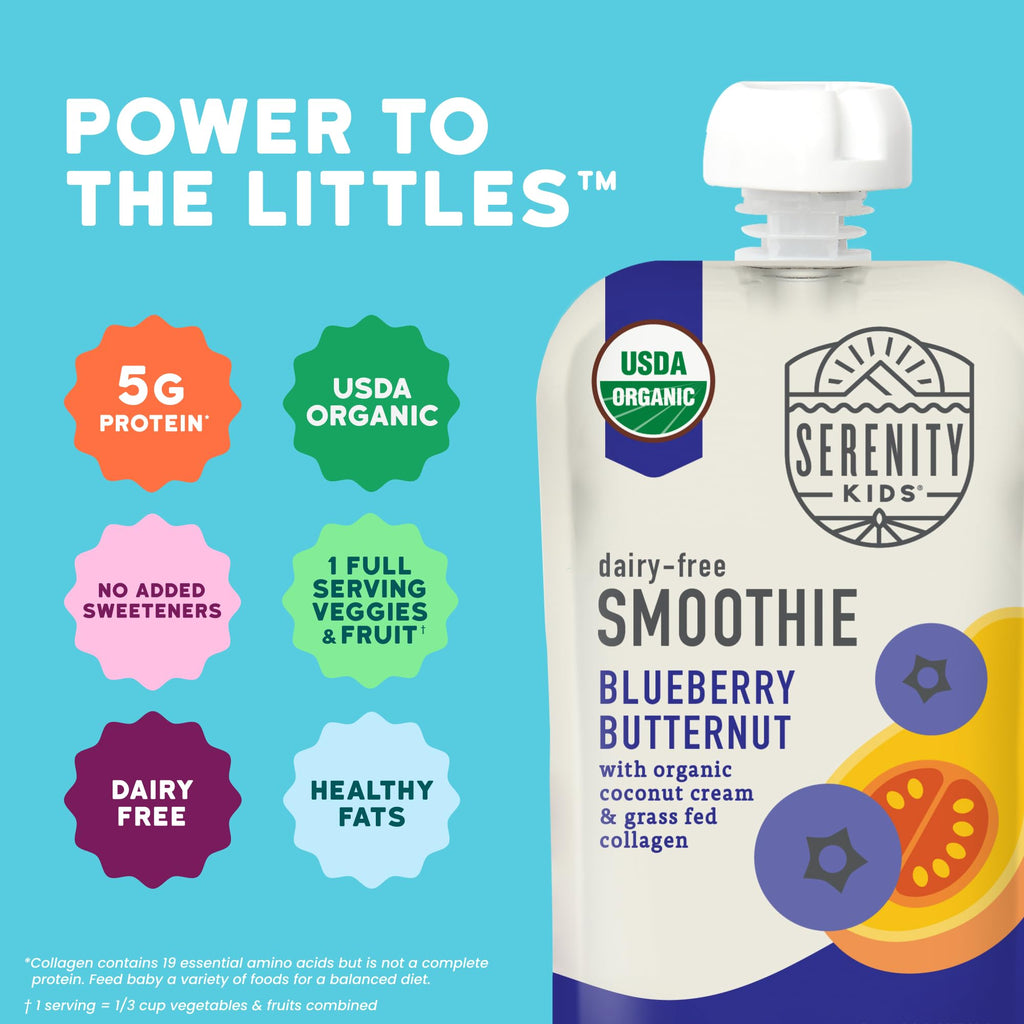 Serenity Kids Organic Baby Food Pouches, Smoothie, 3.5 Oz, 12 Pack