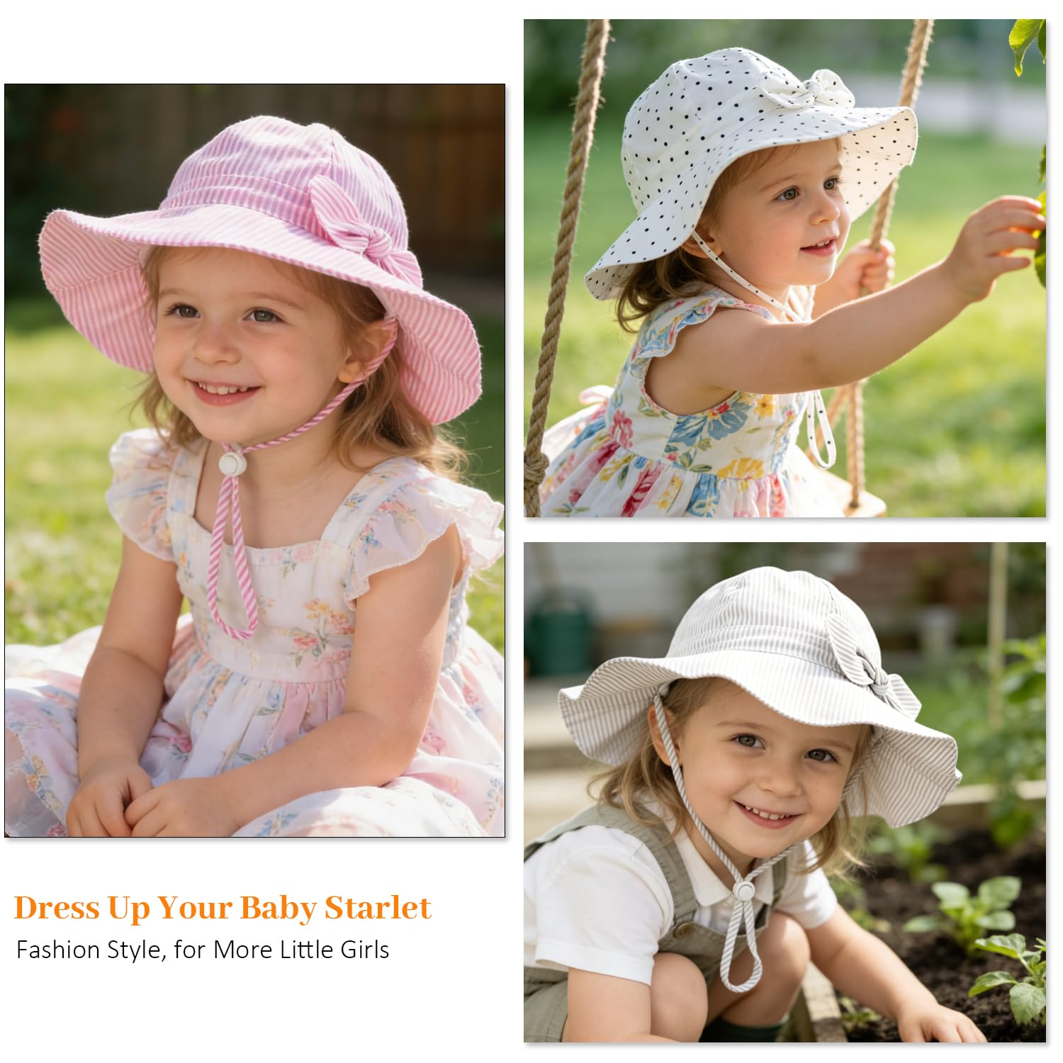 Baby Girl Sun Hat Kids Summer Beach Wide Brim Hats Toddler Bucket Hat 0-6M