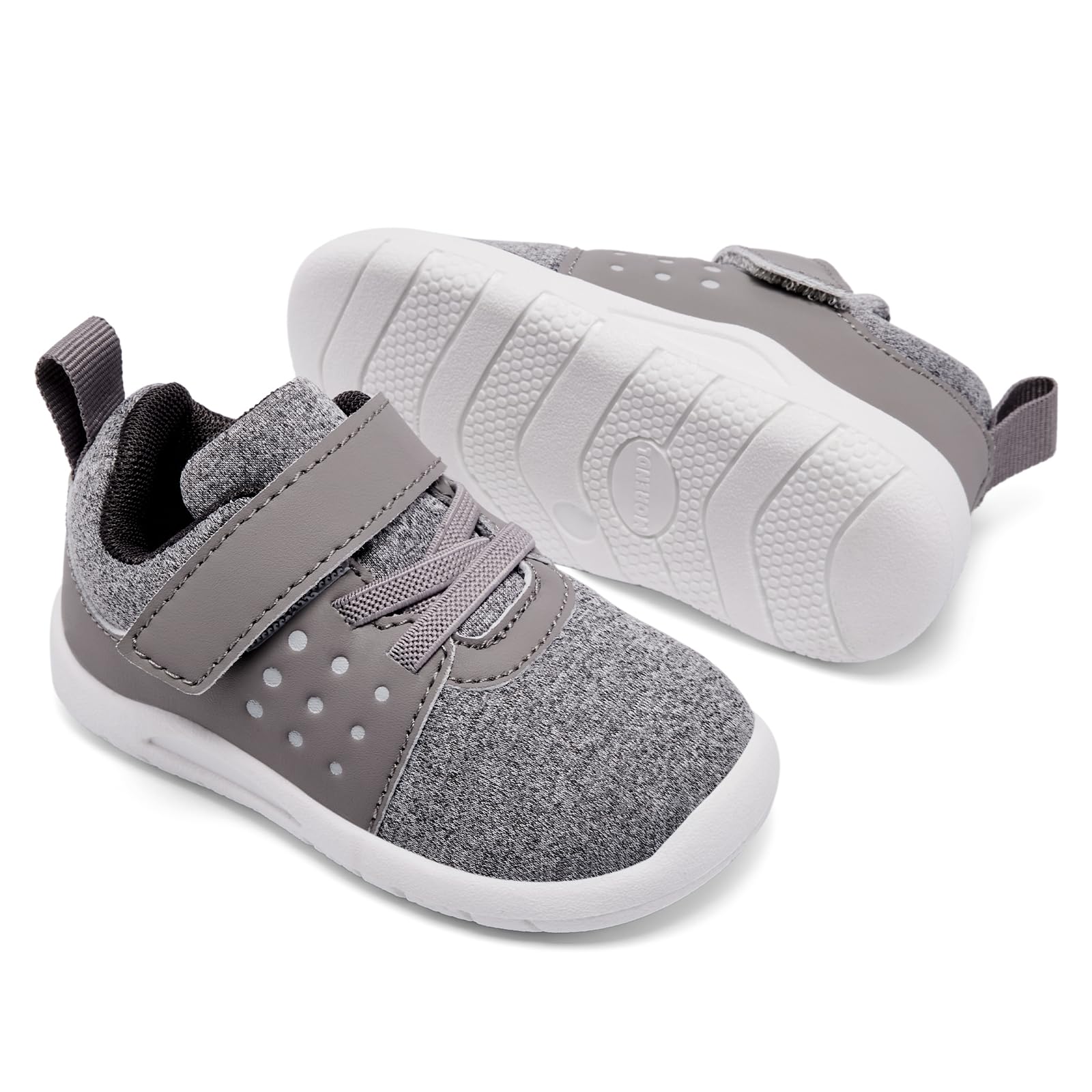 MORENDL Toddler Baby Shoes 0-4 Years Boy Girl Lightweight Breathable Non-Slip Sports Sneakers Running Walking Tennis Barefoot Shoes MixGrey 9-12Months
