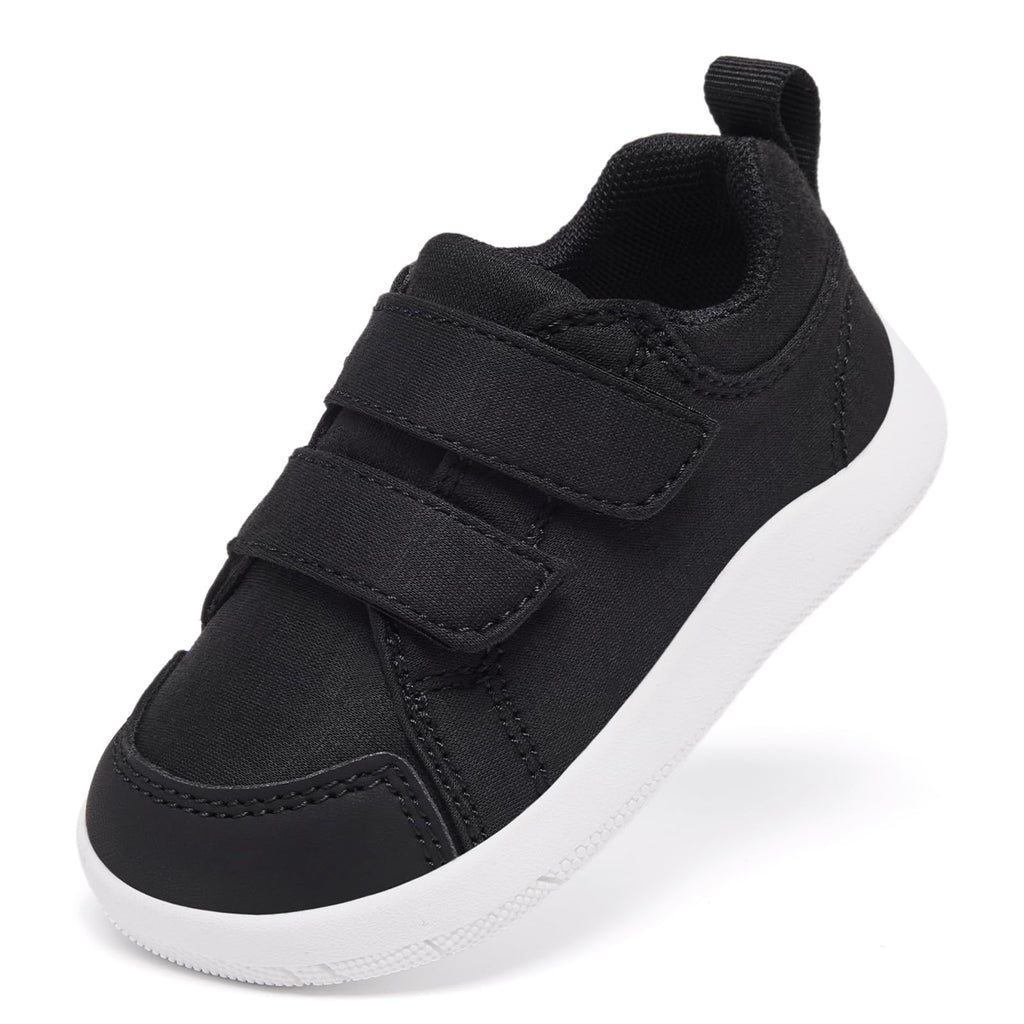 MORENDL Toddler Shoes Baby Wide Toe Box Barefoot Shoes Boy Girl Walking Shoes Non-Slip Minimalist Sneakers Comfort Zero Drop Tennis Outdoor Activities Black 9-12 Months