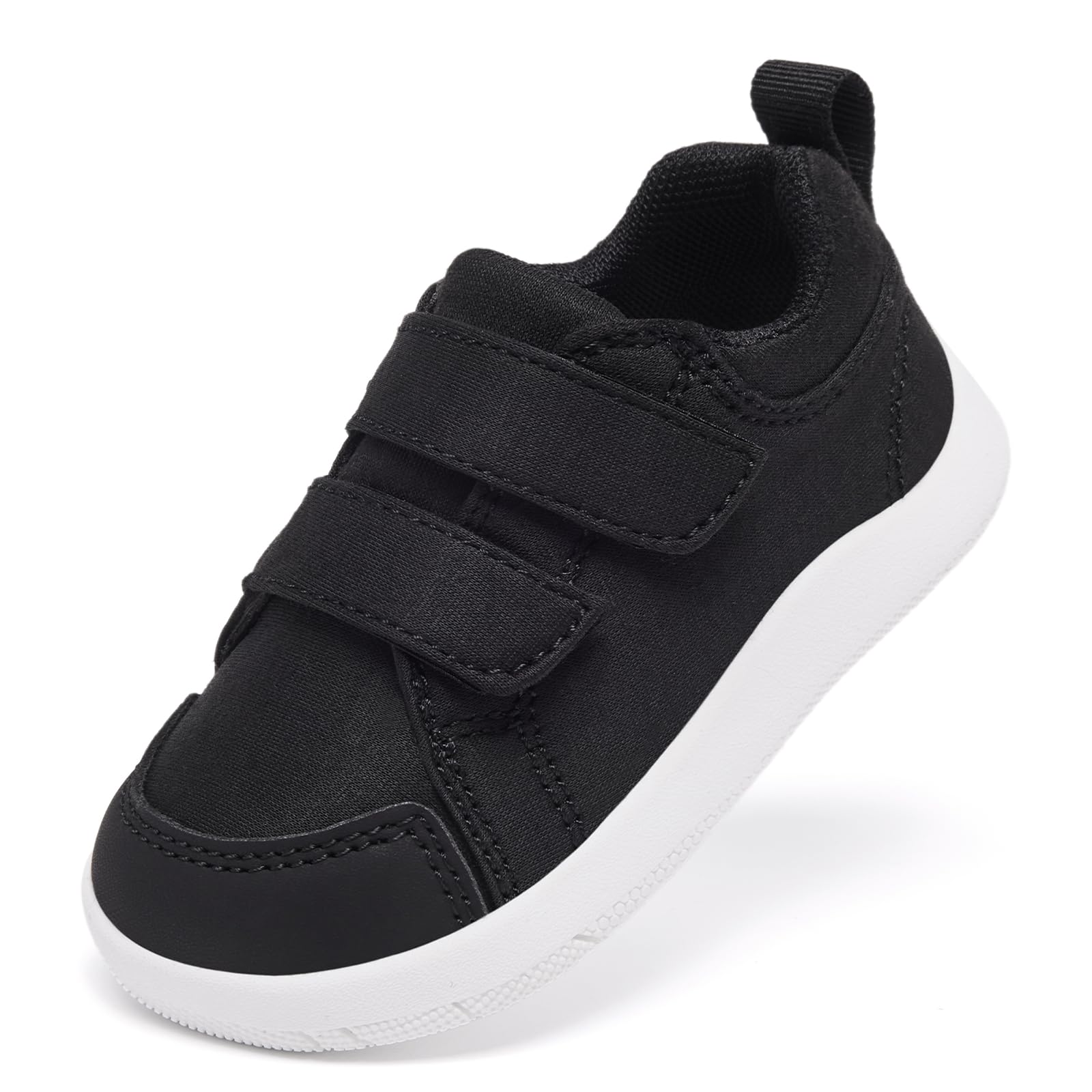 MORENDL Toddler Shoes Baby Wide Toe Box Barefoot Shoes Boy Girl Walking Shoes Non-Slip Minimalist Sneakers Comfort Zero Drop Tennis Outdoor Activities Black 18-24 Months