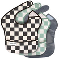 Tiny Twinkle Mess Proof Baby Bibs for Eating – Waterproof, Wipeable Toddler Bibs with Pocket – Baby Food Bibs for Girls & Boys(3 Pack,Checkers Boy)
