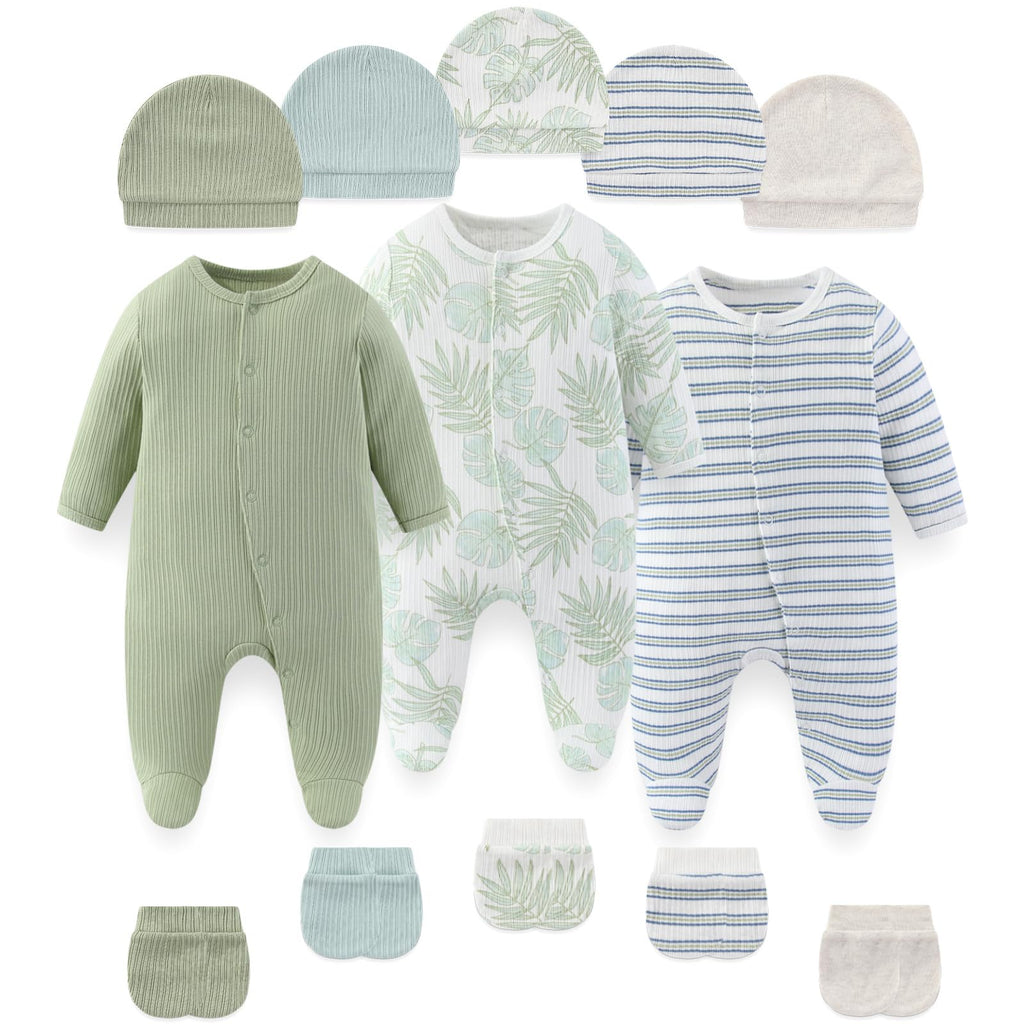 falianni Unisex Baby Clothing Set Footed Rompers Hats Gloves