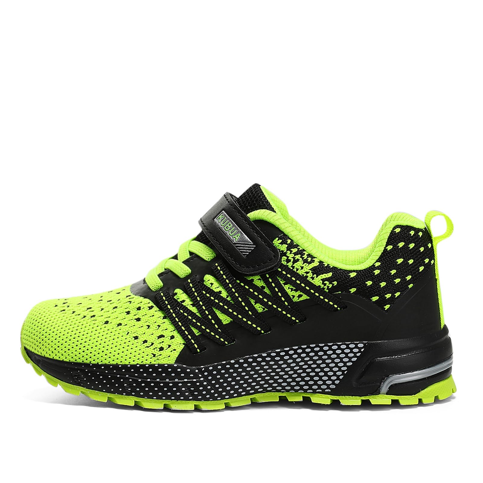 KUBUA Kids Sneakers Lightweight Boys Girls Tennis Shoes Black/Green