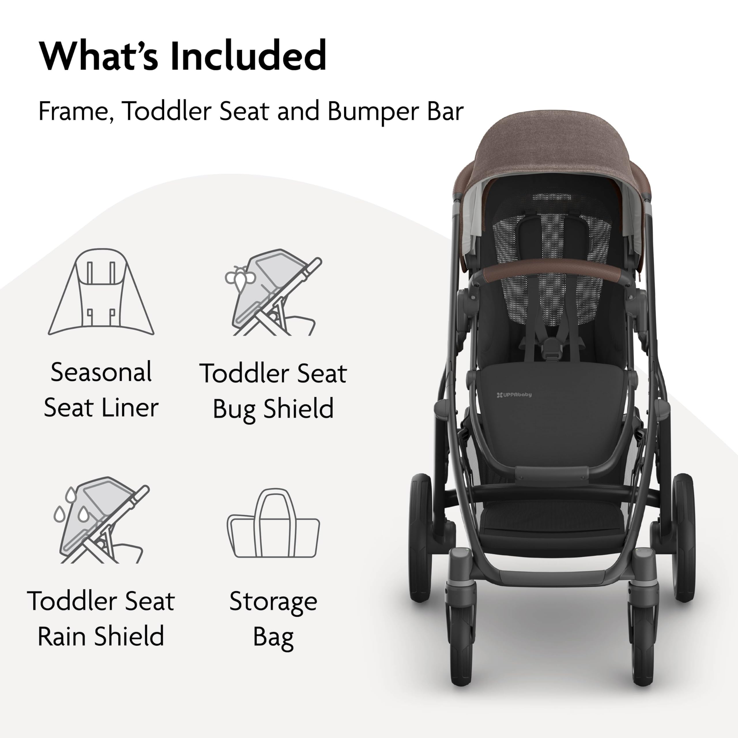 UPPAbaby Vista V3 Convertible Single-to-Double Stroller for Baby & Toddler, 30+ Configurations, Car Seat Compatible, All-Wheel Suspension, XL Basket – Owen (Mocha Mélange/Carbon Frame)