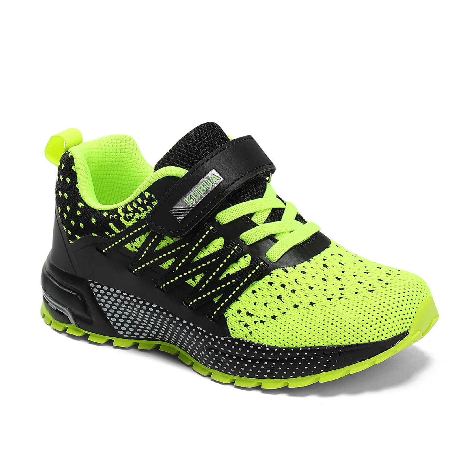 KUBUA Kids Sneakers Lightweight Boys Girls Tennis Shoes Black/Green
