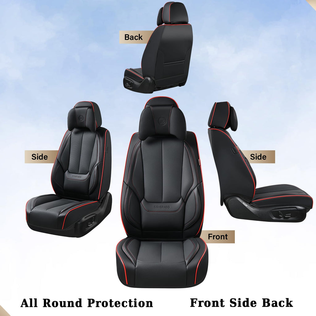 Coverado Car Seat Covers, Seat Covers for Cars, Waterproof Leather Auto Seat Protectors, Leather Car Seat Cushion, Car Interiors Accessories Universal Fit for Most Cars
