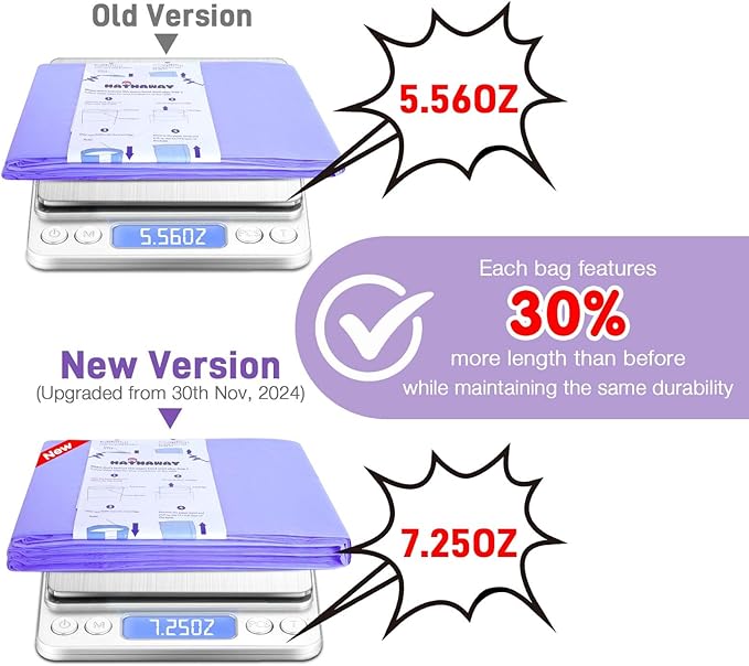 Diaper Pail Refill Bags Compatible With Dekor Plus Diaper Pail, Extra 30% Length, Lavender Scent, 10 Pack