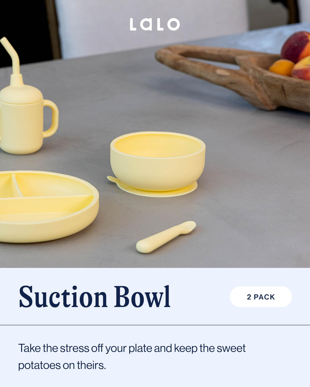 Lalo Suction Bowls - 2 Pack, 100% Silicone Non-Toxic BPA-Free Baby Bowls with Suction Base To Prevent Accidental Tip-Overs - Silicone Bowls For Babies And Toddlers - Lavender