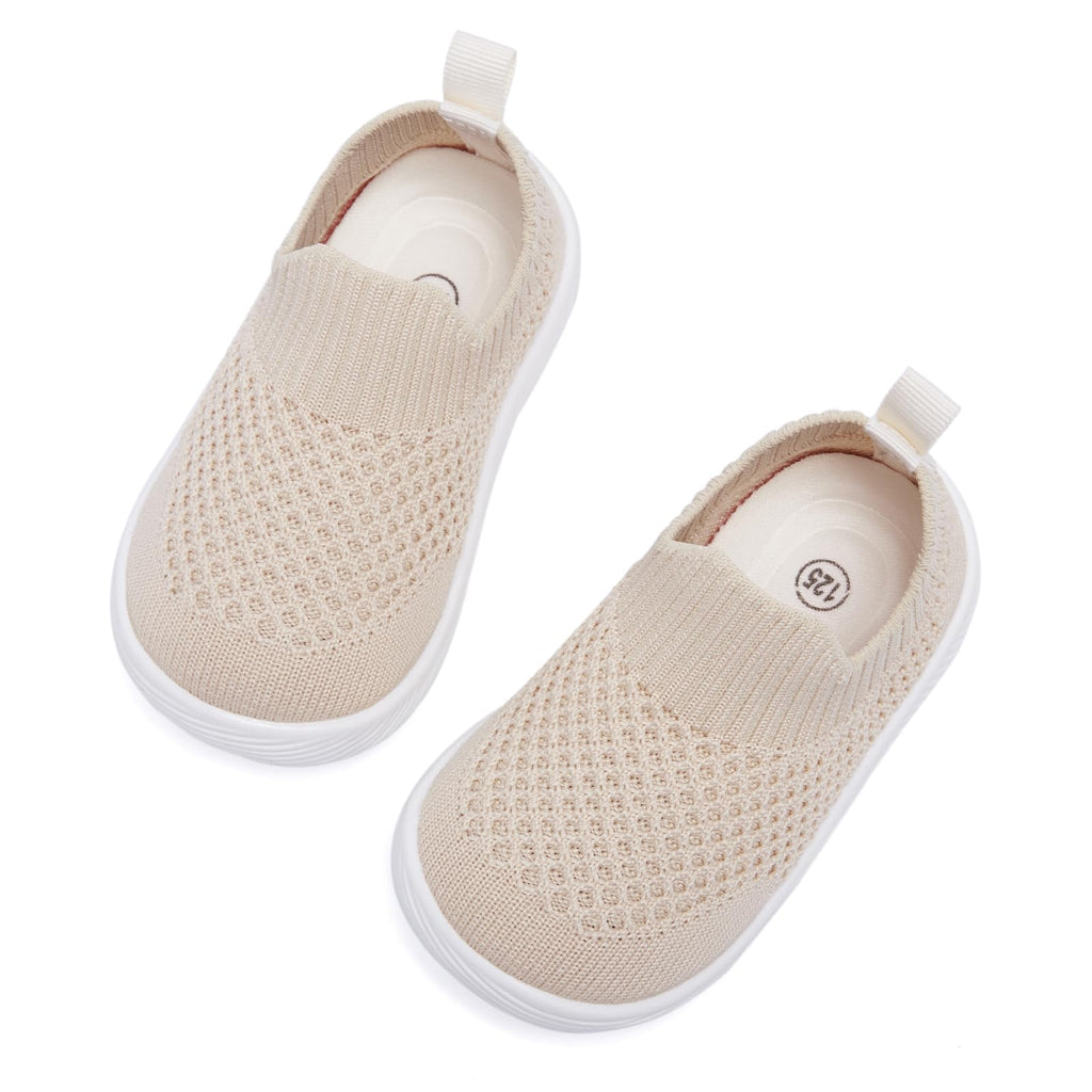 MORENDL Toddler Shoes Baby Walking Sock Shoes Non-Slip Breathable Boys & Girls Sneakers Infant Tennis Shoes Khaki 15-18Months