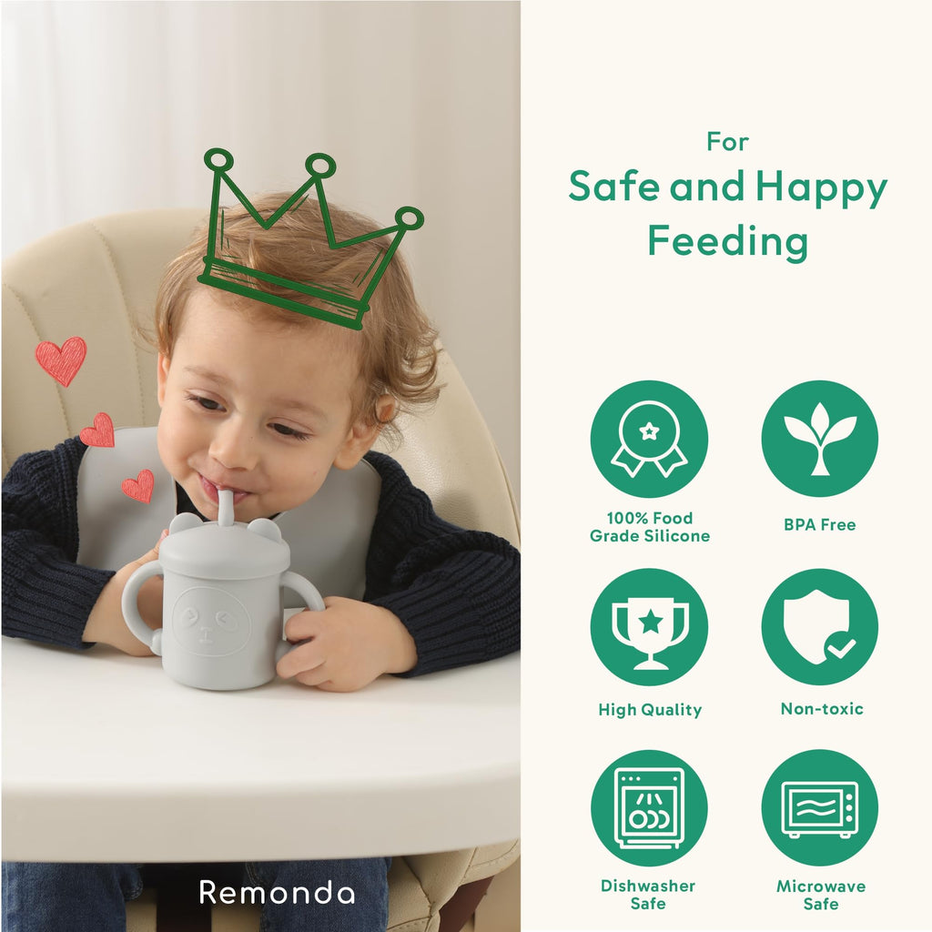 Remonda 23-Piece BPA-Free Silicone Baby Feeding Set | Extra Large Suction Plates, Toddler Bowls, Self Feeding Spoons, and More | Dishwasher Safe| Baby Led Weaning Supplies (Green）01