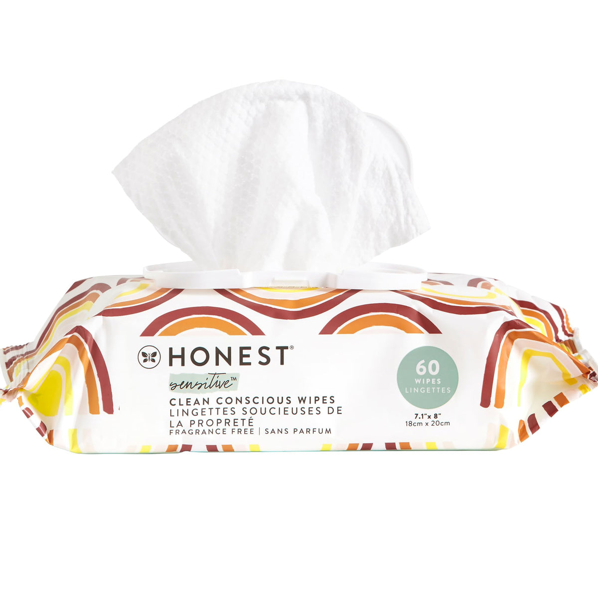 The Honest Company Hypoallergenic Multi-Use Baby Wipes for Sensitive Baby Skin Rainbow 60 Count