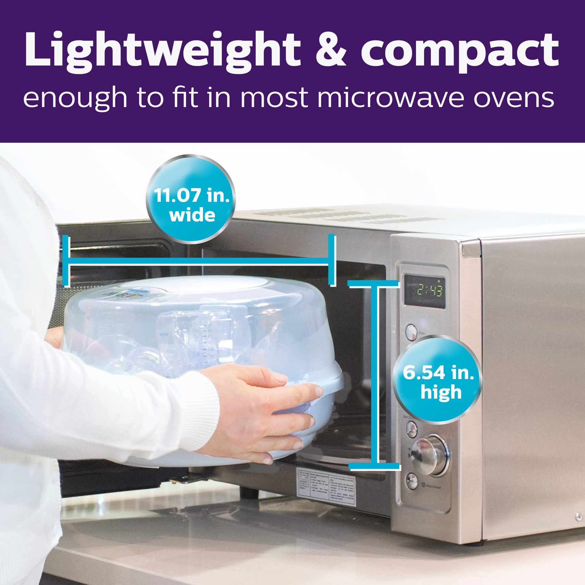 Philips Avent Microwave Steam Baby Bottle Sterilizer, 4-Bottle Capacity
