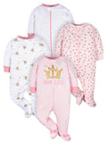 Gerber Baby Girls 4 Pack Sleep 'N Play Footie Castle 3-6 Months