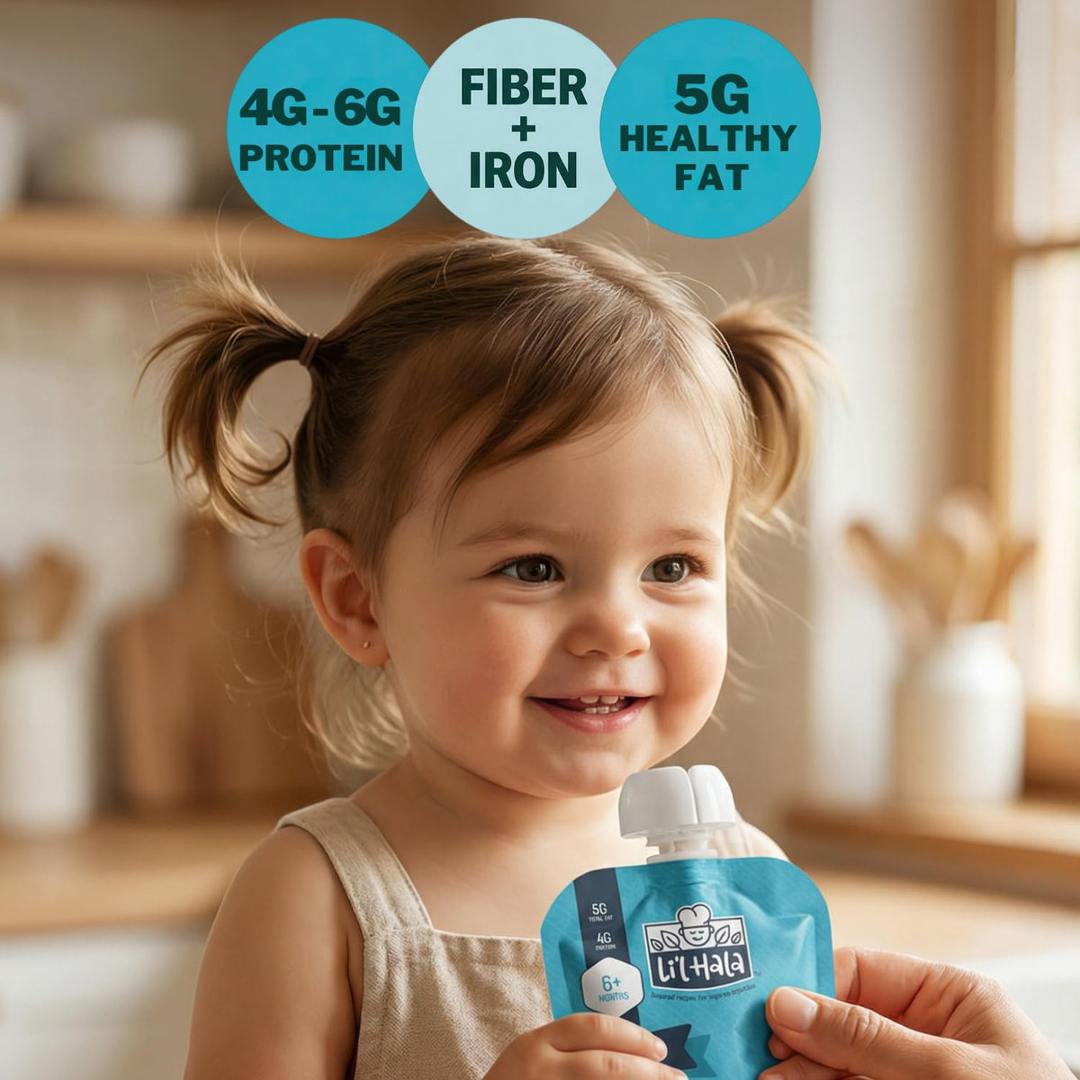 Li’l Hala Baby Food Meat Pouches, Chicken & Beef Meat Purees with Organic Veggies, Protein, Iron & Fiber, Stage 2 Baby Food, On-the-Go Toddler Meals, Variety 6 Pack