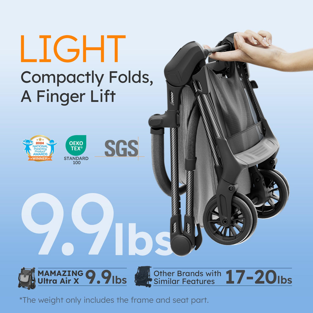 Mamazing Ultra Air X Baby Travel Stroller, Ultra-Lightweight Under 10 lbs