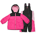 Arctic Quest Girls' Bib Snow Pants and Ski Jacket Water-Resistant Snowsuit For Kids Winter Hooded Jacket, Intense Pink 2, 4