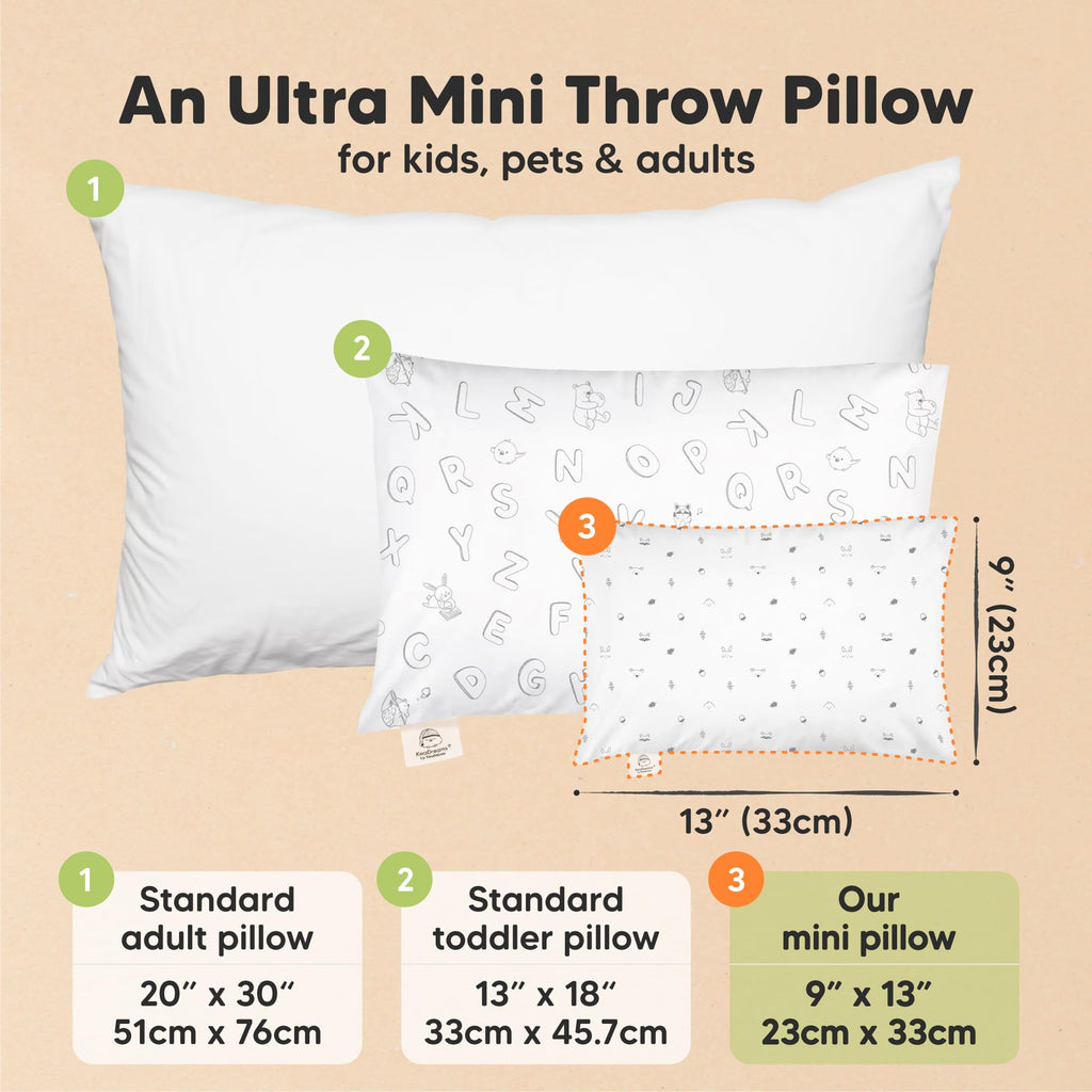 Mini Toddler Pillow with Pillowcase, 9x13 My Little Dreamy Pillow (Acorn)