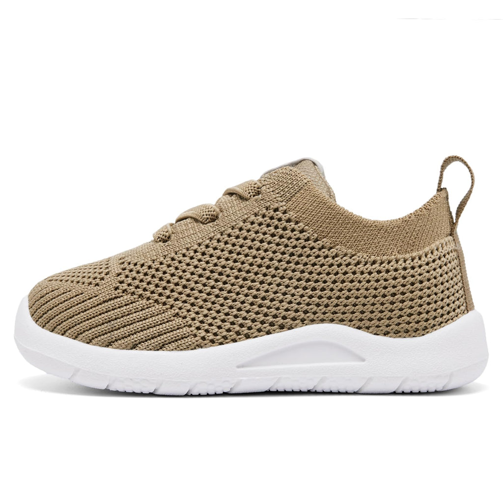 MORENDL Toddler Shoes Baby Walking Sock Shoes Infant Sneakers Boy Girl Barefoot Tennis Shoe Non-Slip Brethable Brown 15-18 Months