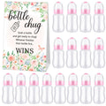 TrelaCo Bottle Chug Baby Shower Game 20 Pcs Baby Bottles Shower Favor with 1 Flowers Theme Sign for Gender Reveal Party Supplies Gifts(Pink)